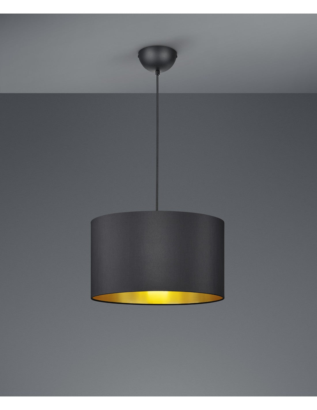 Hostel Colgante Metal Negro-Oro Al. 150 cm Ø 40 cm Trio Lighting