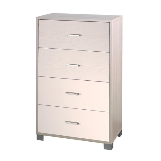 Cómoda de dormitorio con cuatro cajones Olmo blanca 70x41x h112 cm