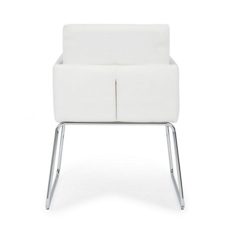 Silla con reposabrazos en símil piel Blanco SIXTY 60x54x h80,5 cm