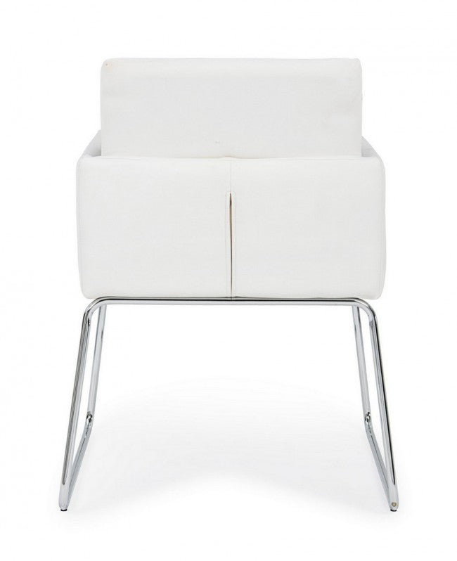 Silla con reposabrazos en símil piel Blanco SIXTY 60x54x h80,5 cm