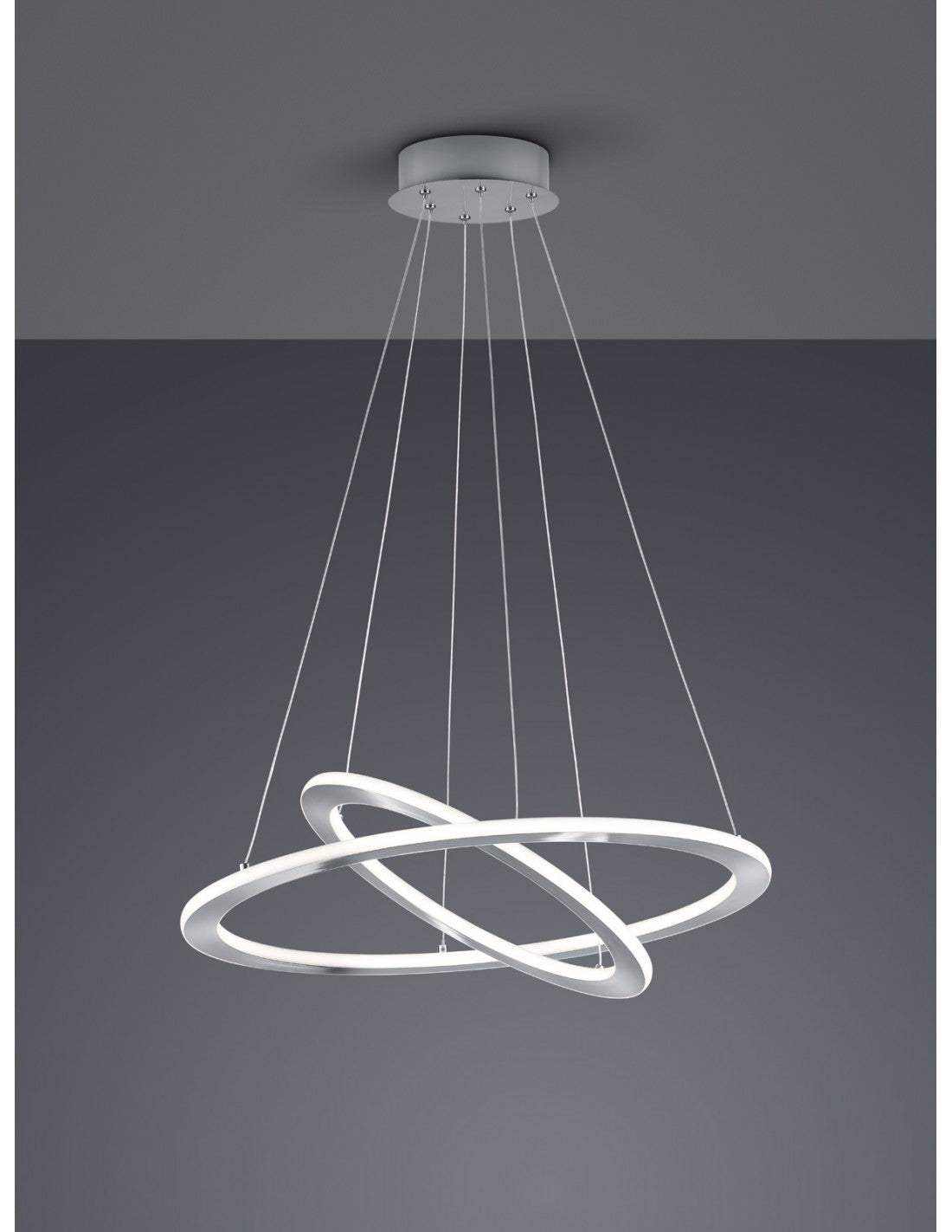 Lámpara colgante LED regulable 2 anillos Durban Níquel Ø60 cm Trio Lighting