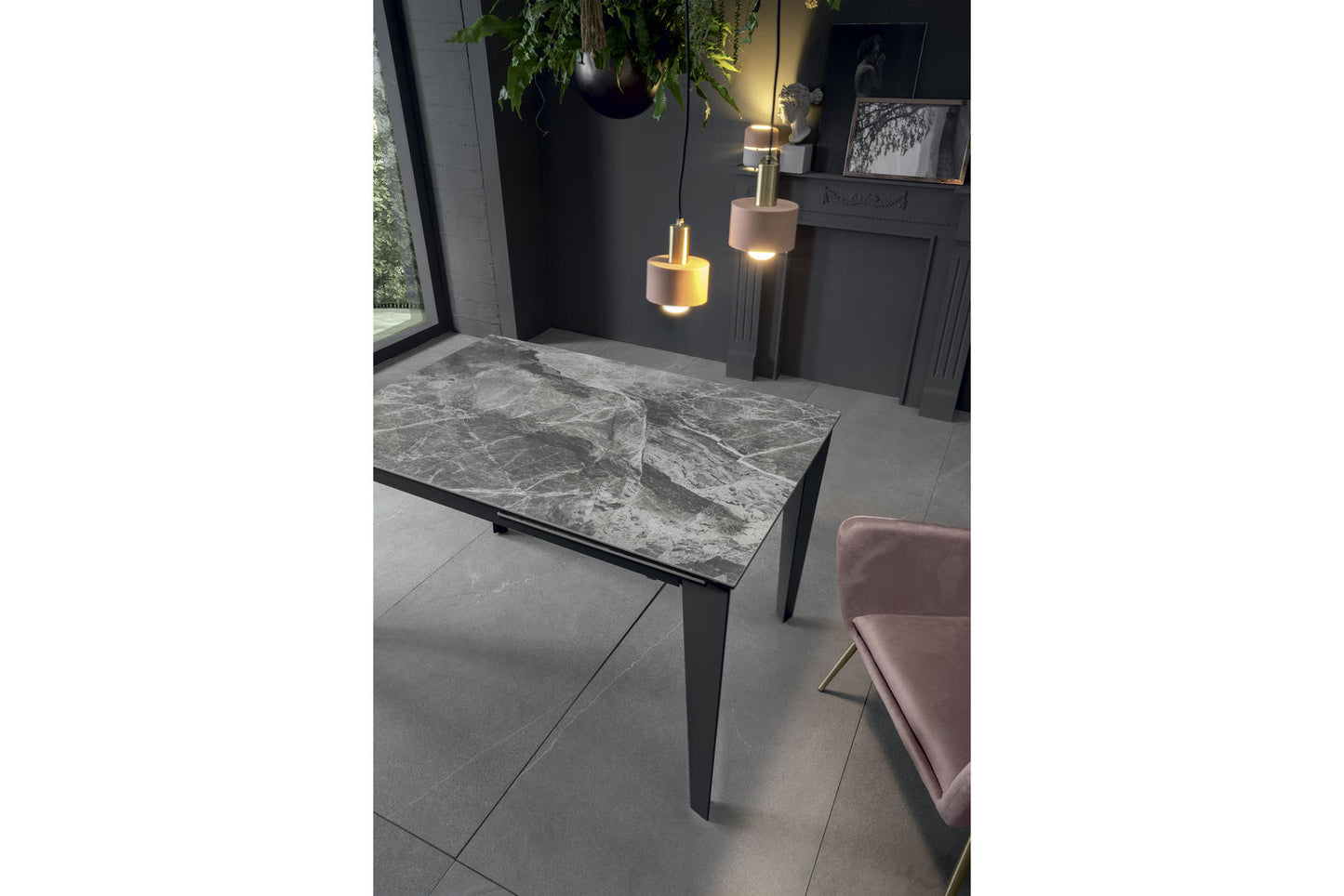Mesa extensible con tapa de cerámica 120/170x80 cm