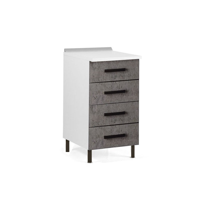Cómoda de cocina gris cemento con 4 cajones en madera de melamina cm Alt. 85x50x40