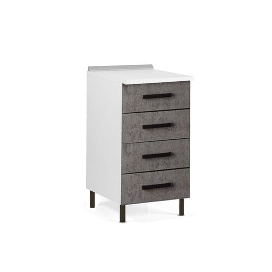 Cómoda de cocina gris cemento con 4 cajones en madera de melamina cm Alt. 85x50x40