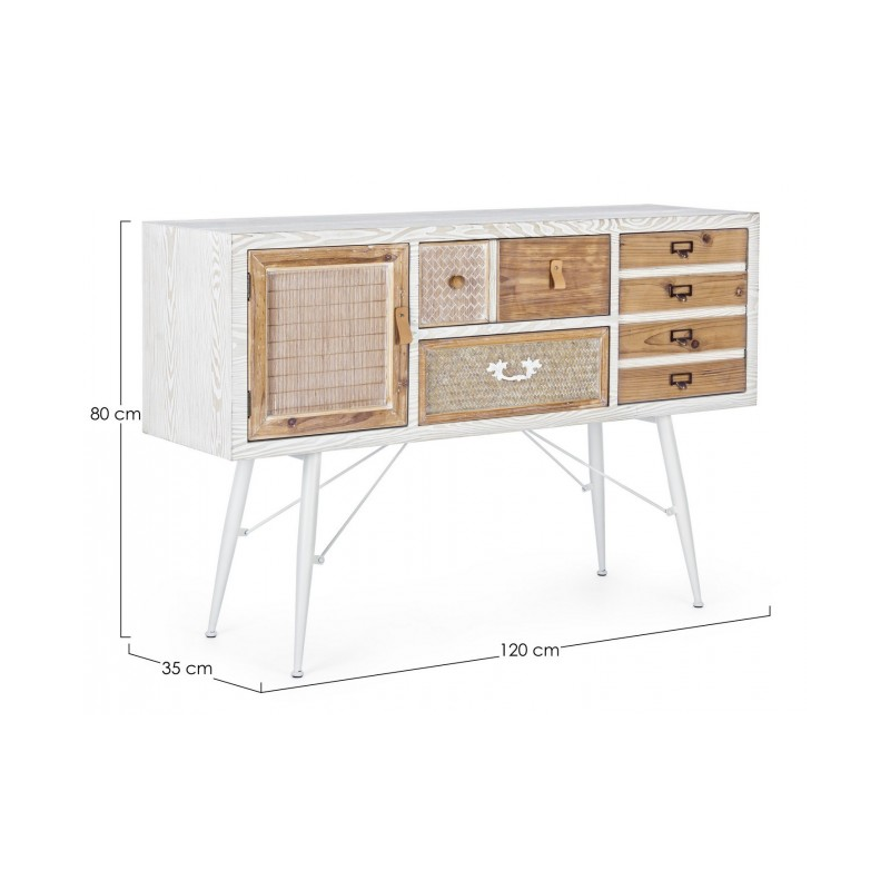Aparador Eloise 2 puertas 2 cajones en madera natural 80h cm