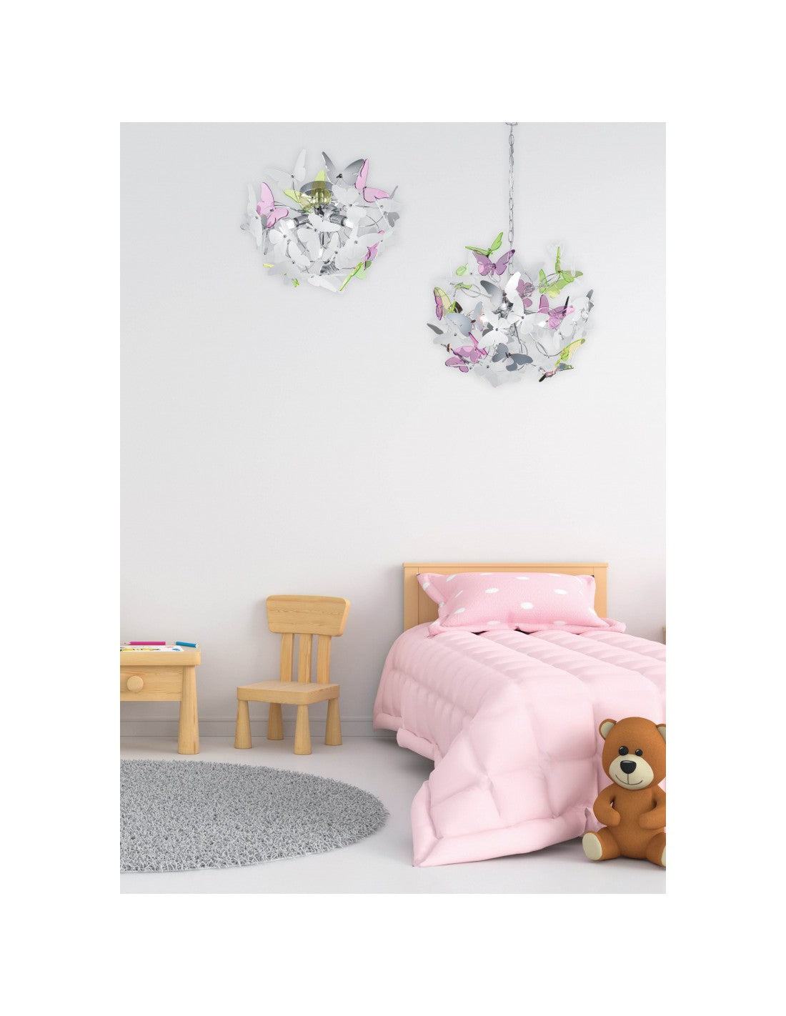 Plafón Mariposa 3xG9 Cromo Multicolor Mariposas Ø45 cm Trio Lighting