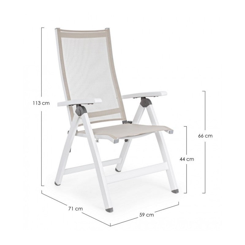 CRUISE Sillón plegable de exterior blanco 59x71x h 113 cm