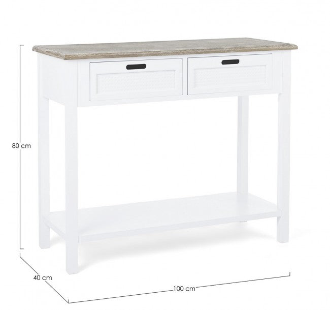 Consola rústica Dorotea con 2 cajones shabby