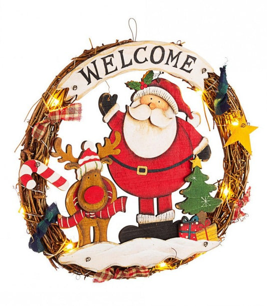 6x Corona de adorno de Papá Noel D30 C