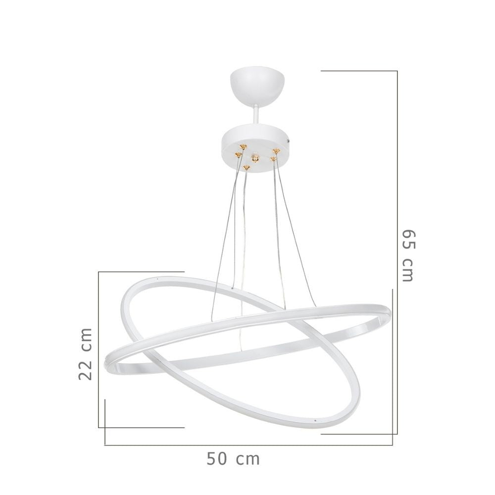 Lámpara colgante Muso con dos aros blancos LED MDL4438