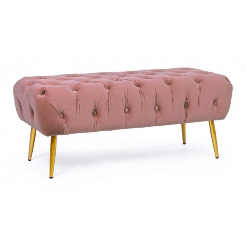 Mueble banco puf rosa con patas 103 x46x40h cm