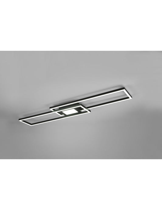 Candelabro Luz de techo Rectángulos Doble emisión Led Ganado Negro Trio Iluminación