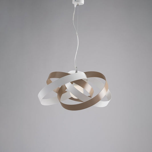 Lámpara colgante moderna de hierro blanco y gris tórtola, una luz 54x h25 cm
