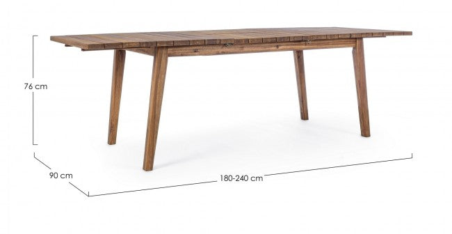 Mesa extensible de madera para exterior VARSAVIA 180-240x90x h76 cm