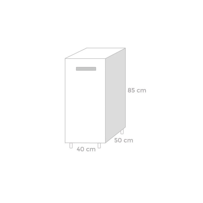 Mueble de cocina Fresno blanco 1 puerta 40x50xH 85 cm