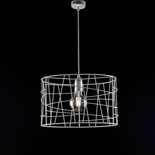 Lámpara colgante industrial de hierro Blanco Plata, una luz 41x h29 cm