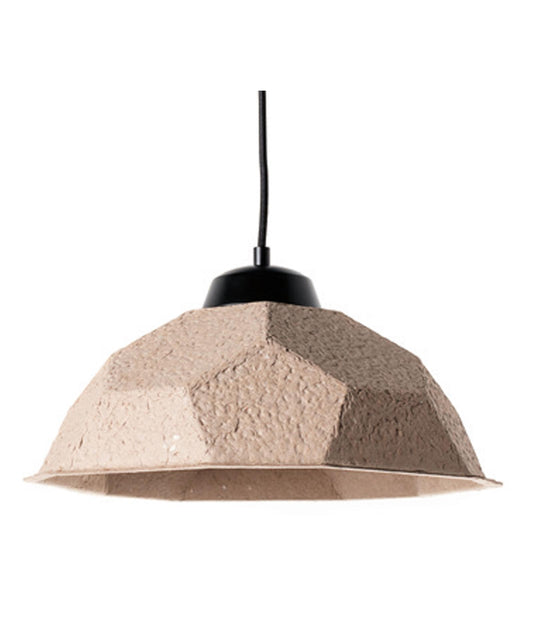 Lámpara de suspensión con pantalla de cartón reciclado gris tórtola D35xP35x160h cm