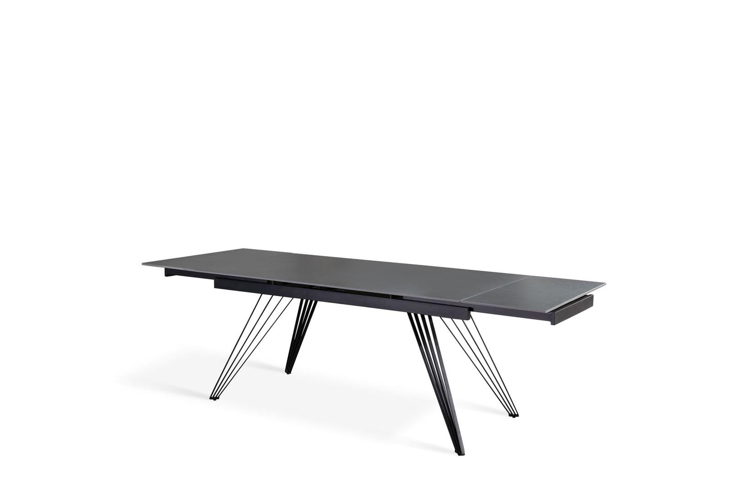 Mesa extensible vintage gris-negro mate 90 cm x 160-240 cm cm Alt. 76 cm