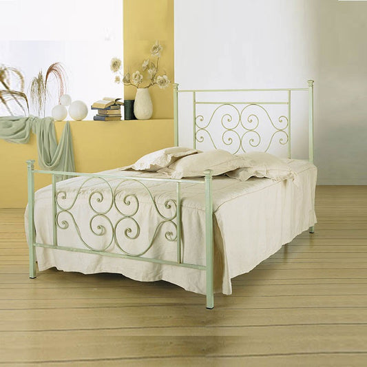 Cama tamaño queen de hierro con pie de cama Firenze verde