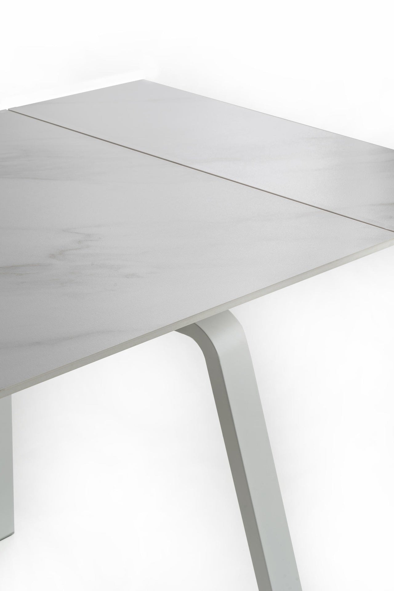 Mesa extensible con tapa de piedra efecto mármol blanco 140/200x80x76h cm