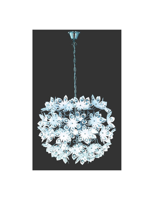Blowball Suspensión 5 Luces Cromo Flores Blancas Ø50 cm Trio Lighting