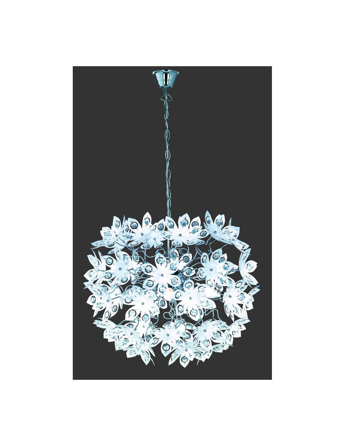 Blowball Suspensión 5 Luces Cromo Flores Blancas Ø50 cm Trio Lighting