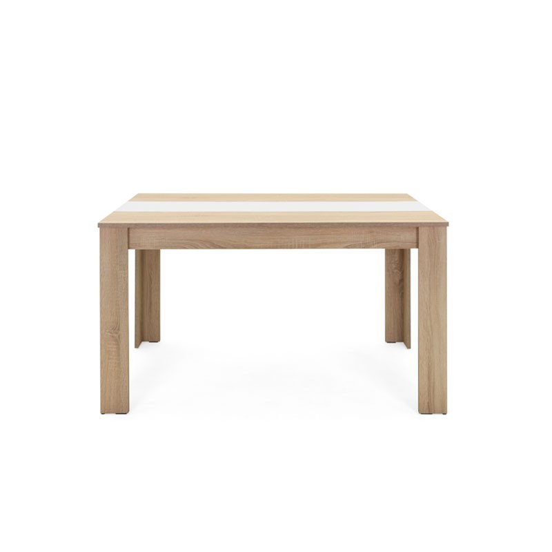 Mesa de comedor color roble con inserto reversible blanco o negro 138x80xh.74 cm