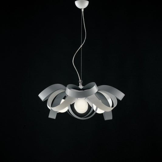 Lámpara colgante de hierro gris blanco con cuatro luces 66x h28 cm