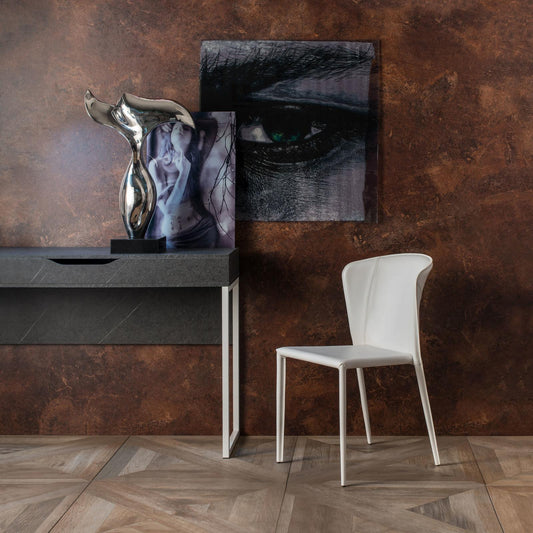 4x Silla en símil piel y asiento blanco 49x56x82h cm