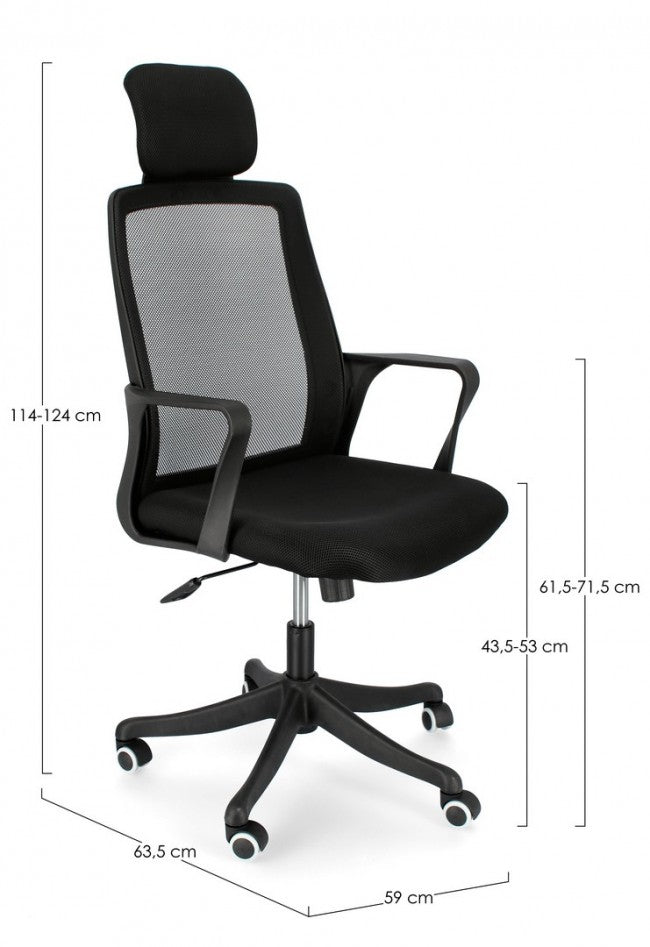Silla de oficina Laurent negra con reposabrazos