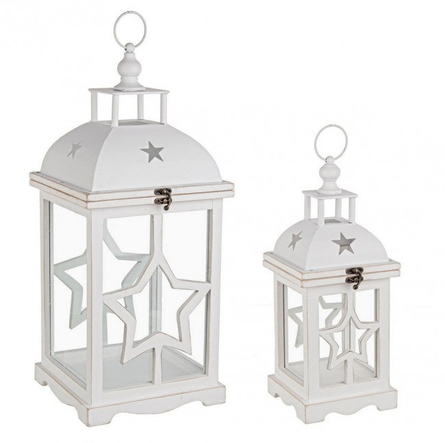 2x Set2 Farol de madera blanco Isa C