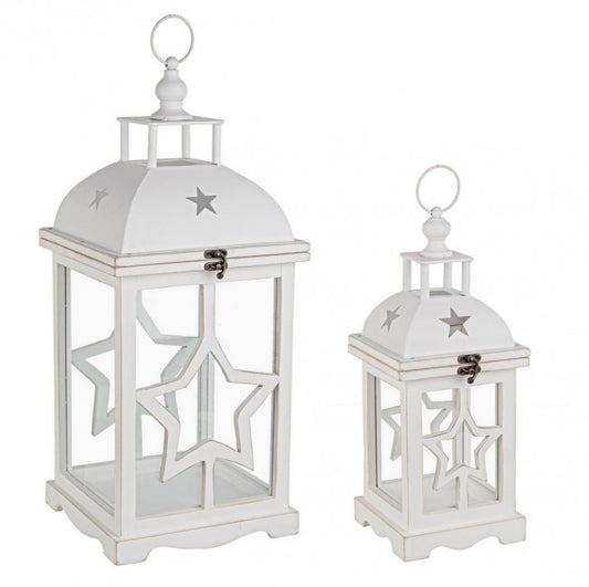 2x Set2 Farol de madera blanco Isa C