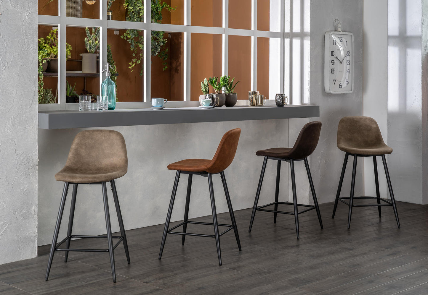 2x Taburete polipiel gris 50x43x91h cm