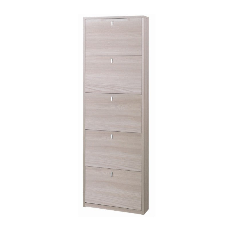 Zapatero delgado de cinco puertas Light Olmo 63x18x h190 cm