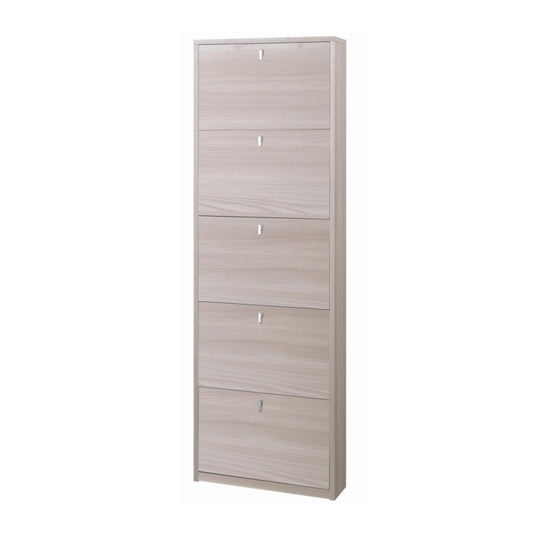 Zapatero delgado de cinco puertas Light Olmo 63x18x h190 cm