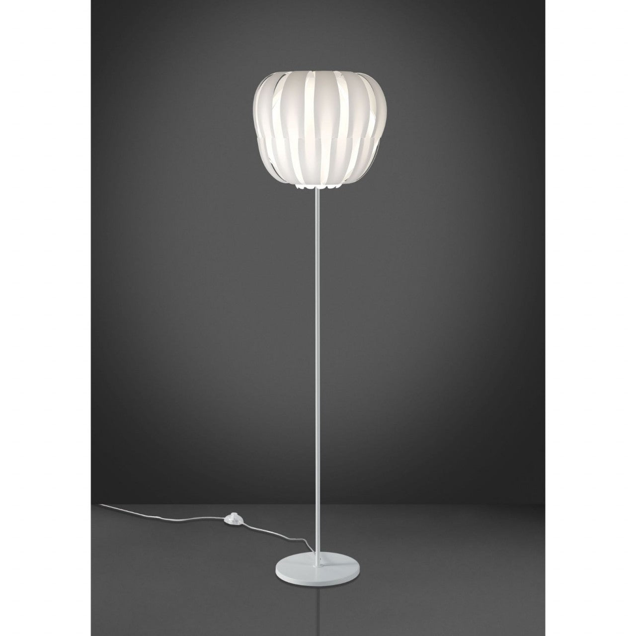 Pie De Lámpara De Pie Y Pie Blanco En Metal Cm. 42x172h