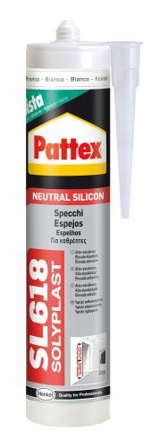 PATTEX SL618 - Sellador de silicona neutra para espejos transparentes 300 ml