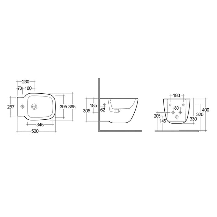 Bidé suspendido uno