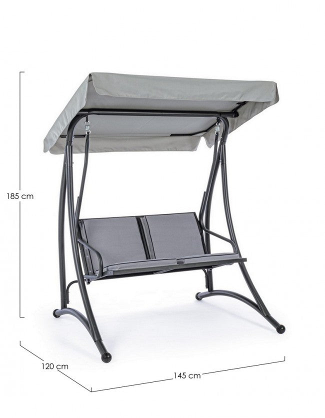 Columpio biplaza acero Antracita GRELY 145x120x h185 cm