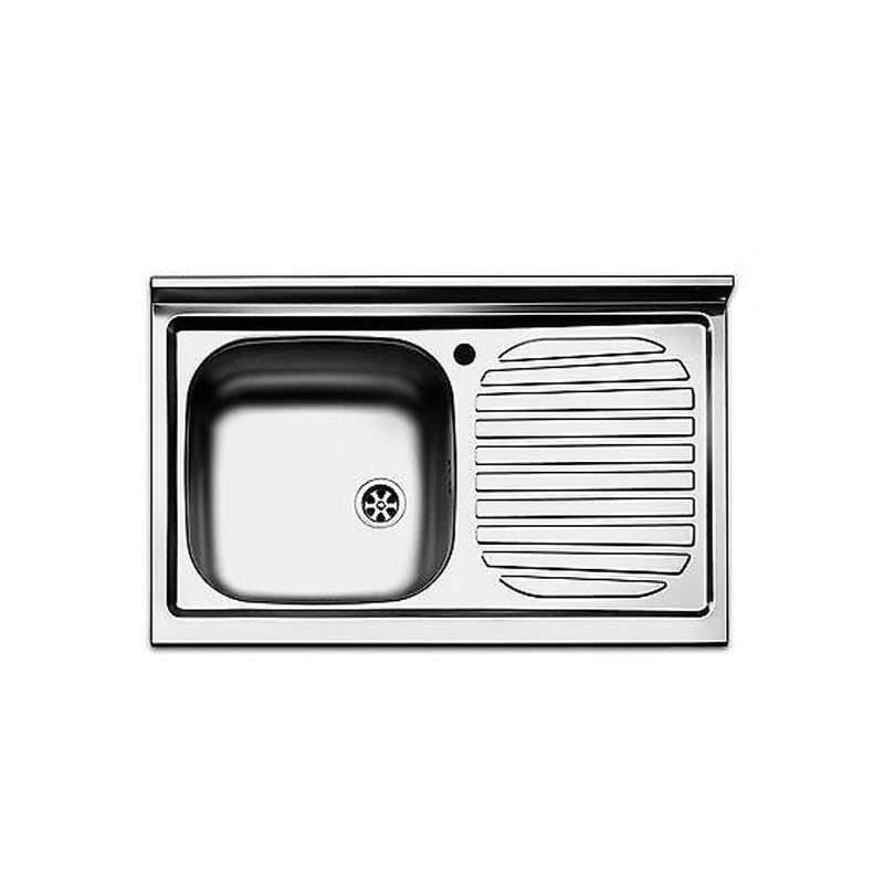 Fregadero de sobre encimera con escurridor de acero derecho 50x90 cm