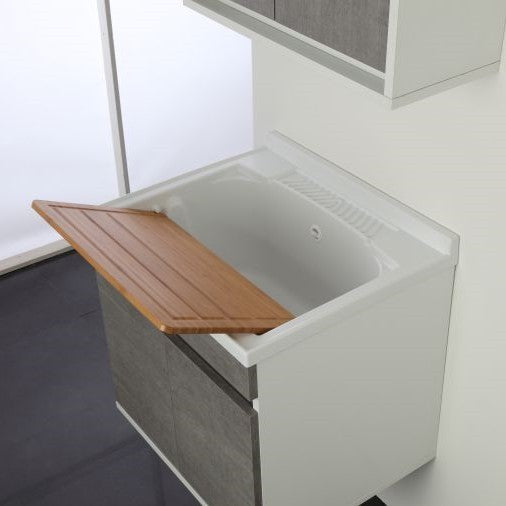 Fregadero suspendido con dos puertas Cemento 60x50x h61 cm