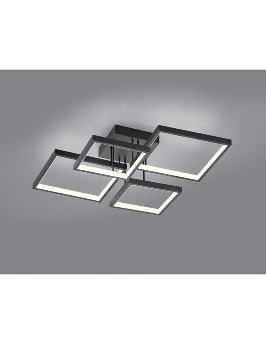 Sorrento Plafón LED 4 Cuadrados 52x52 cm Negro Trio Lighting