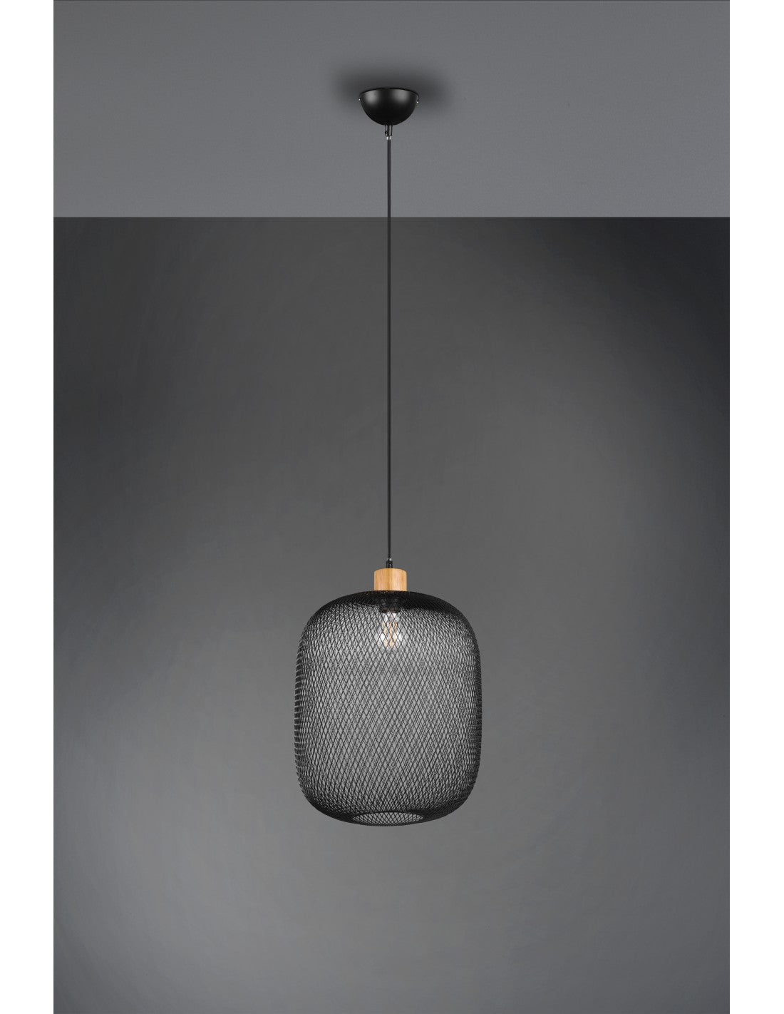 Calimero Suspensión 1xE27 Malla Metálica Negra Ø33 cm Trio Lighting