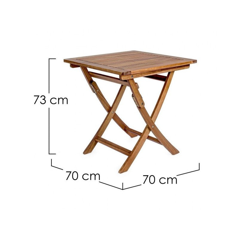 Mesa plegable de exterior Noemi en madera de acacia 70x70x h73 cm