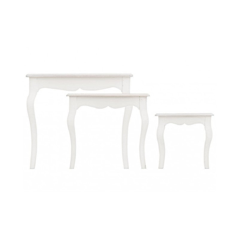 Conjunto clásico de 3 mesas de centro Clorine en madera.