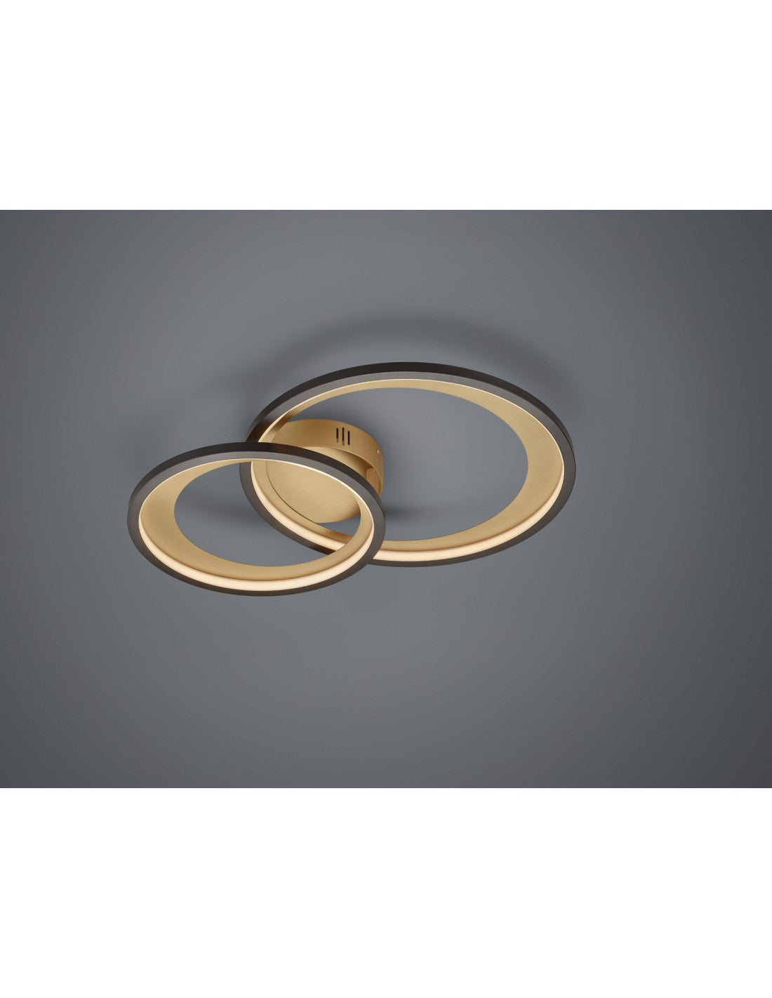 Lámpara de Techo Granada Doble Círculo Negro-Oro LED 29w Regulable L59 cm Trio Lighting
