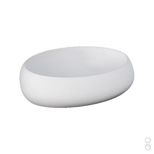 Lavabo sobre encimera ovalado, blanco mate, L. 58 cm