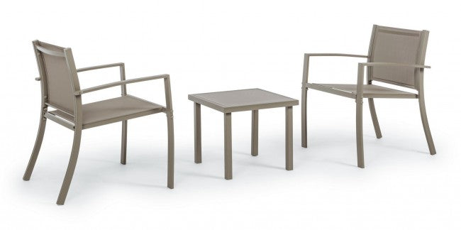 Conjunto de jardín de 3 salones de metal gris tórtola Auri
