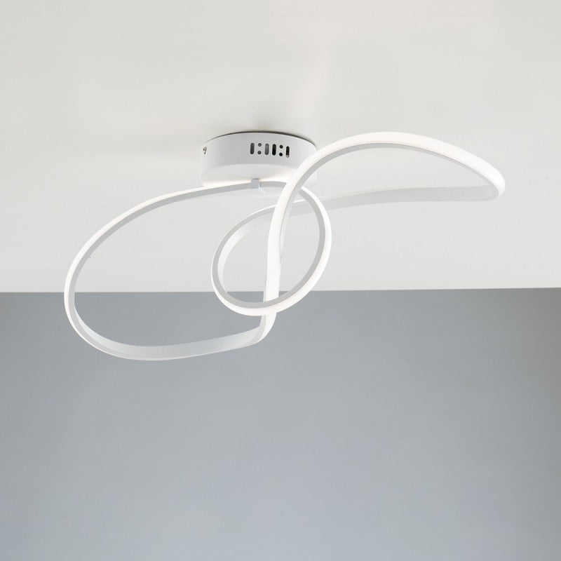 Lámpara de techo de metal y aluminio blanco con LED integrado 68x24x h24 cm