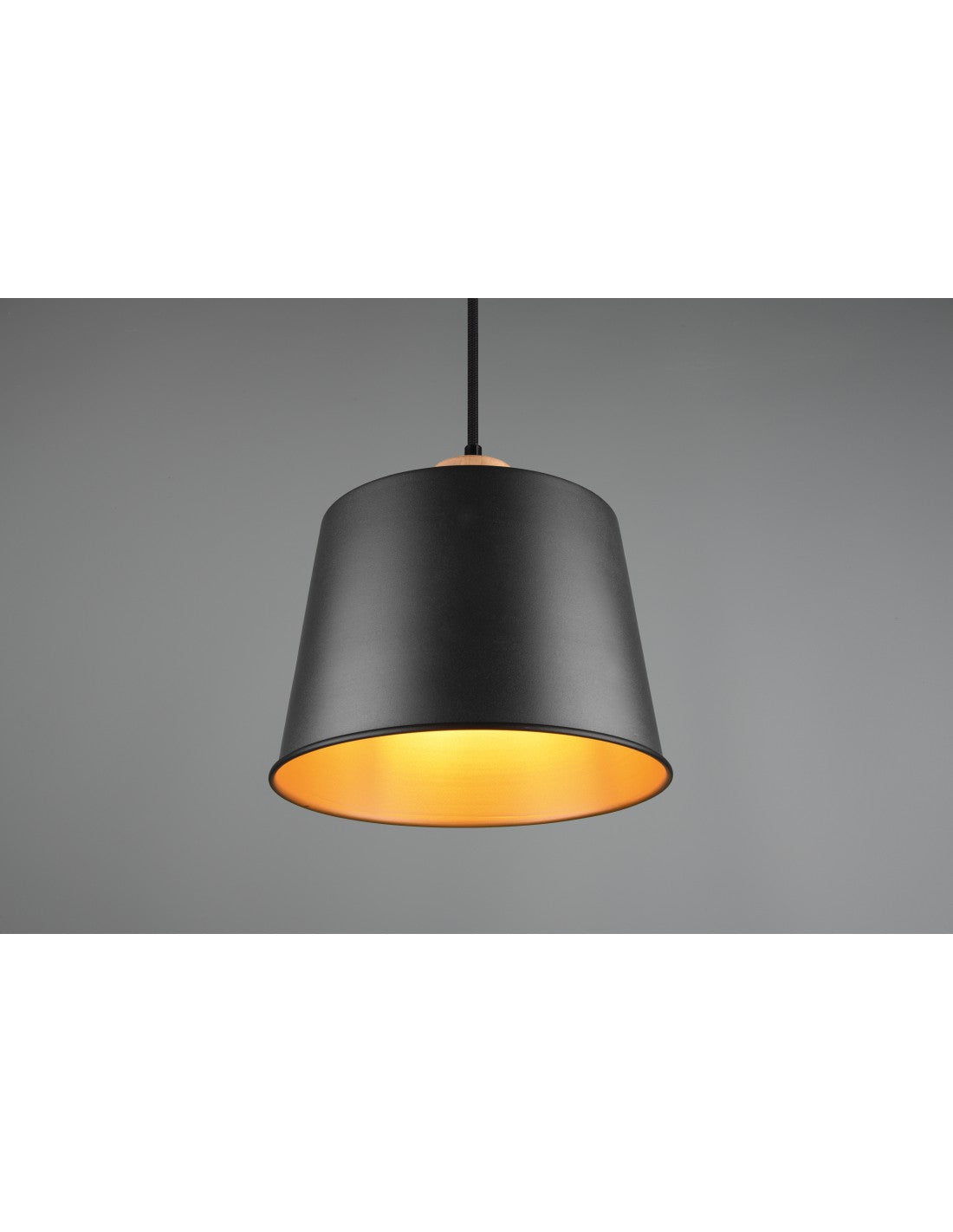 Pantalla de lámpara colgante individual en oro negro Harris Trio Lighting